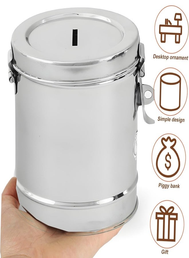 Standify Money Box, Stainless Steel, Home & Office, Steel, 1500-ML, 12.5x15x12.5 cm, Classic Style, 384g, Set of 2 - Image 2
